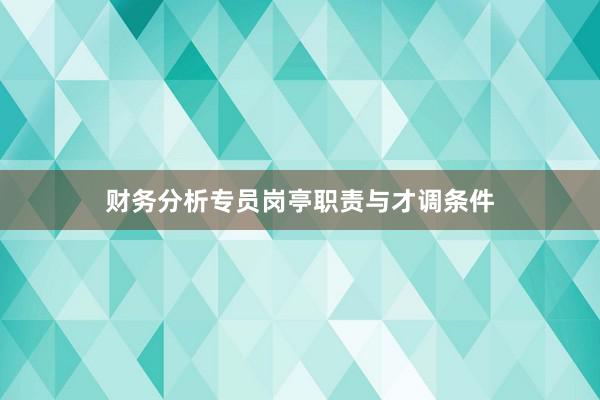 财务分析专员岗亭职责与才调条件